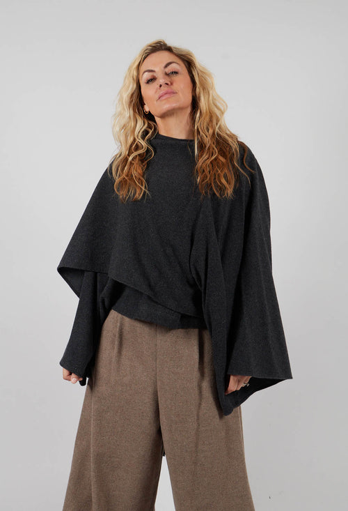 Draped Blouse in Carbone