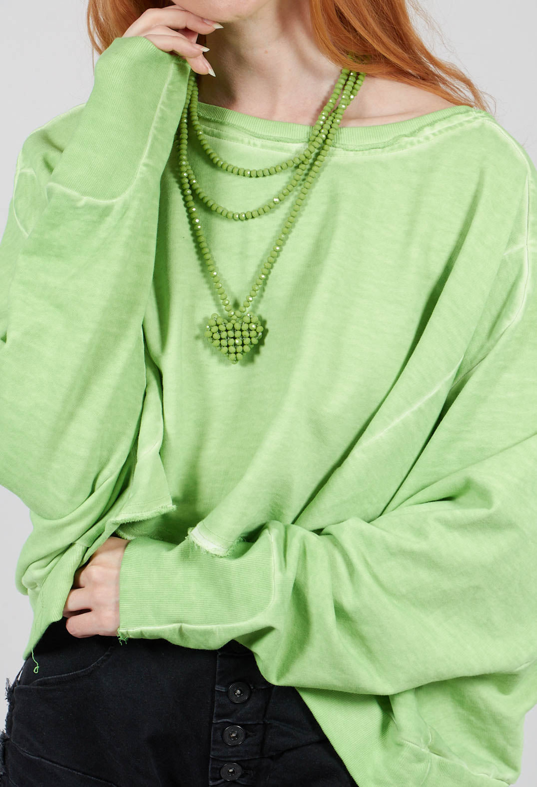 Wide Short Sweater in Pistachio