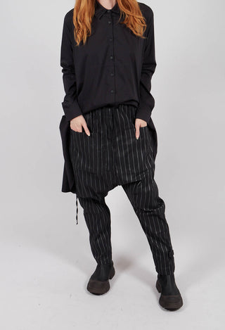 T Pant Drop Crotch Trousers in Pinstripe