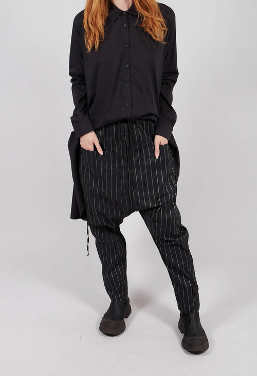 T Pant Drop Crotch Trousers in Pinstripe