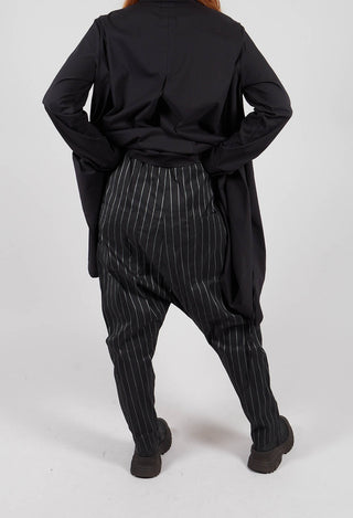 T Pant Drop Crotch Trousers in Pinstripe