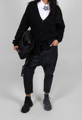 T Pant Drop Crotch Trousers in Pinstripe