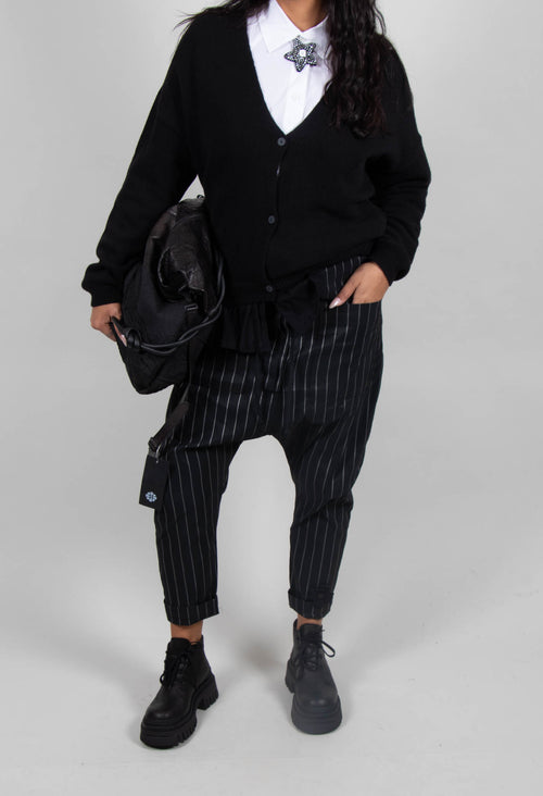 T Pant Drop Crotch Trousers in Pinstripe