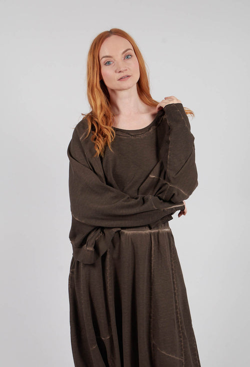 Wide Short Sweater in Chocolate