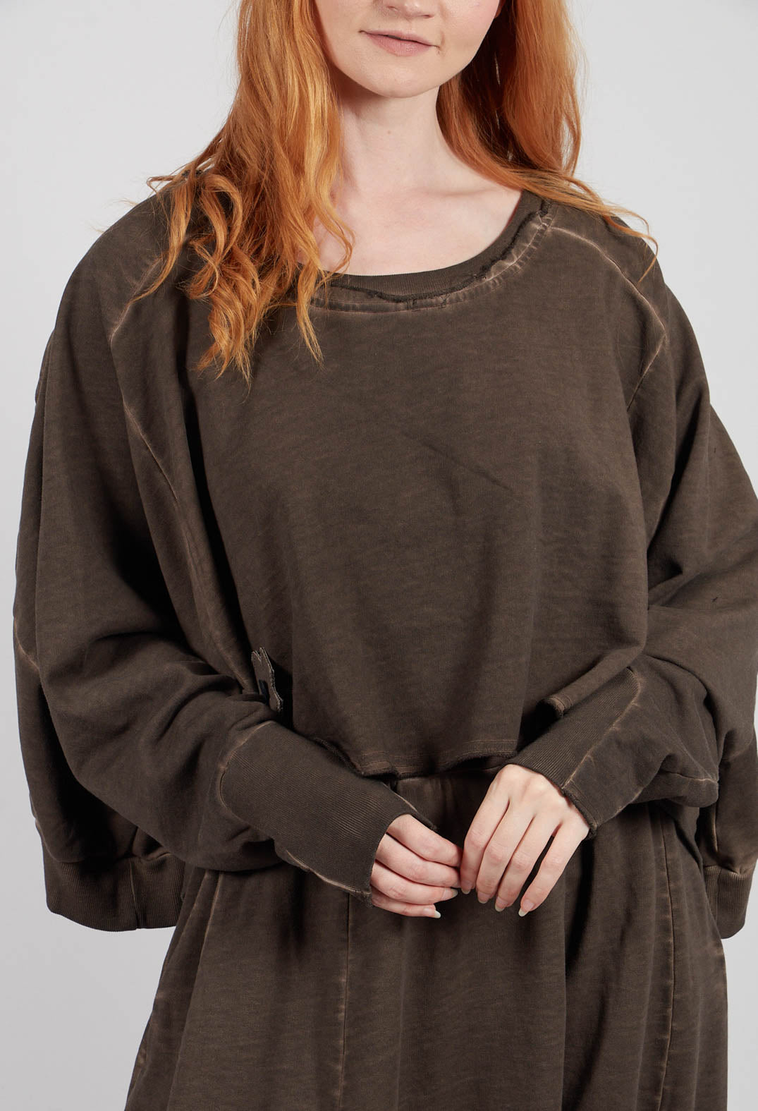 Wide Short Sweater in Chocolate