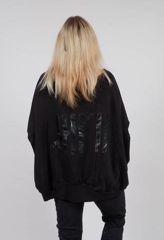 Wide Short Sweater II in Black Print