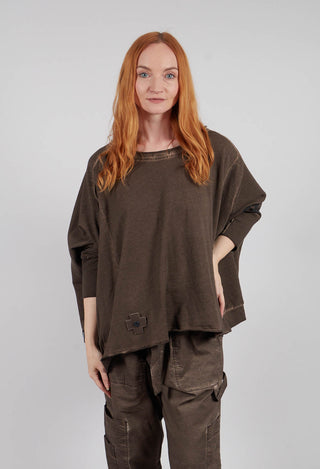 Wide Short Sweater II in Chocolate Print