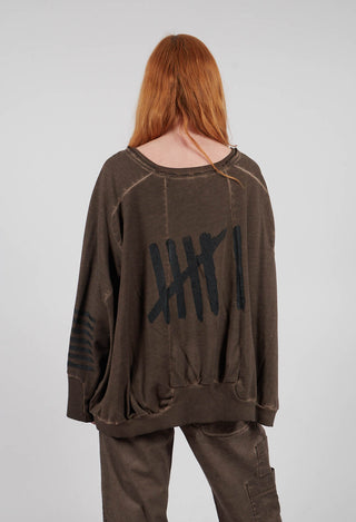 Wide Short Sweater II in Chocolate Print