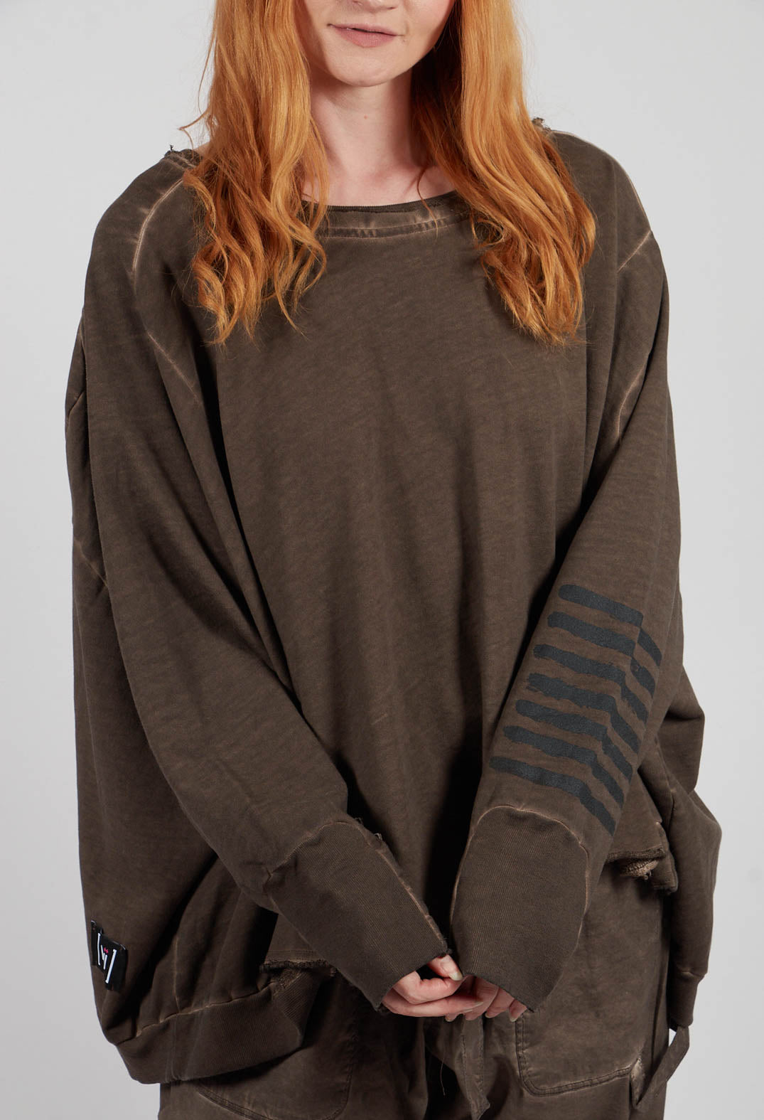 Wide Short Sweater II in Chocolate Print