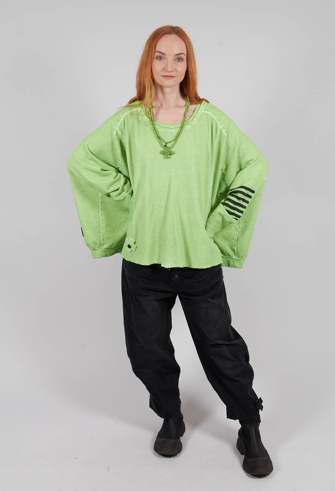 Wide Short Sweater II in Pistachio Print
