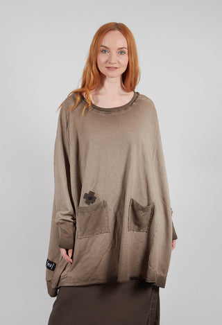 New Wide Long Sweater in Chocolate Print