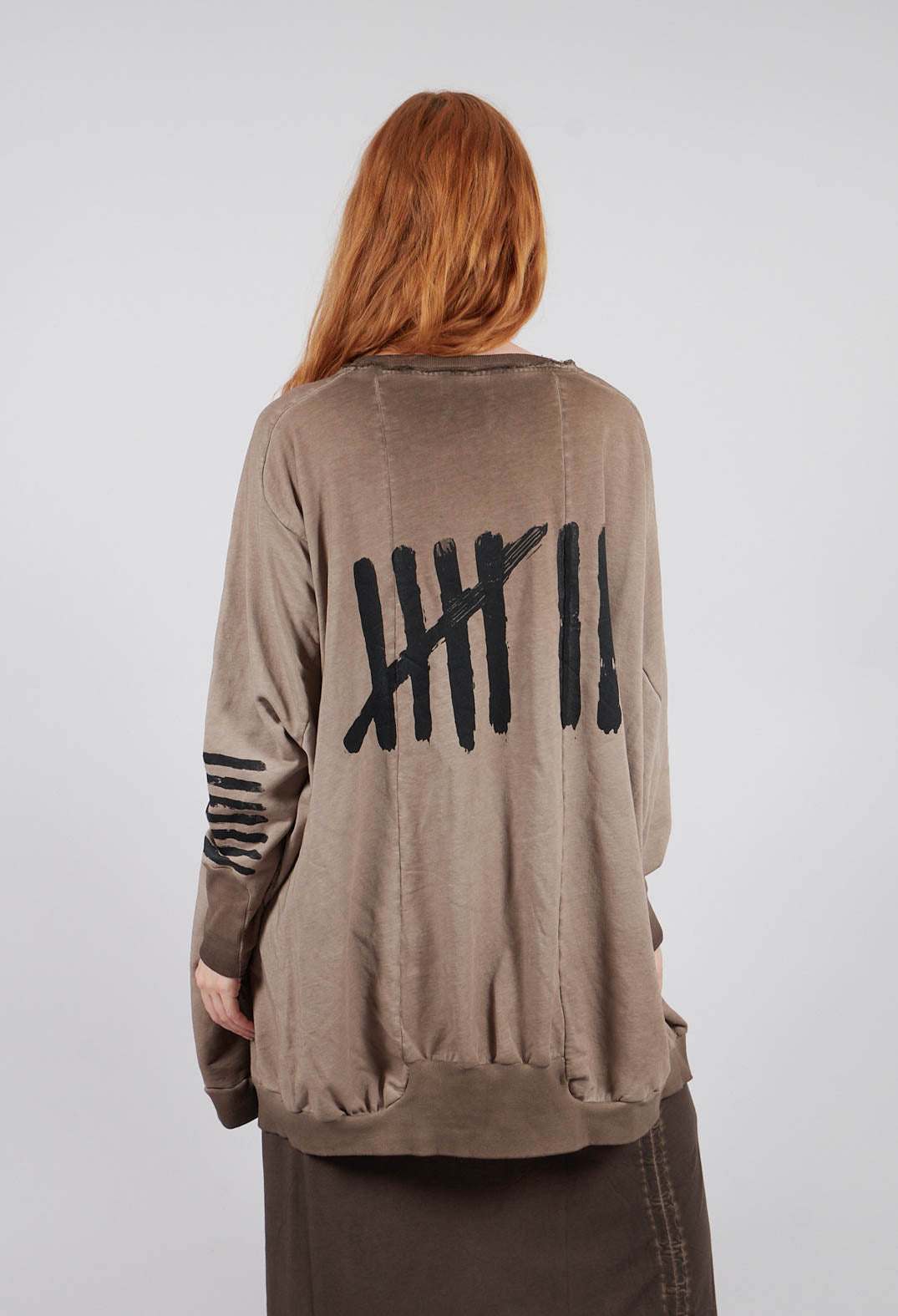 New Wide Long Sweater in Chocolate Print