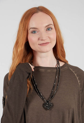 Across Long Heart Necklace in Chocolate