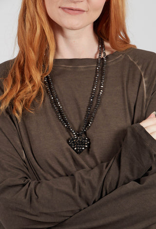 Across Long Heart Necklace in Chocolate