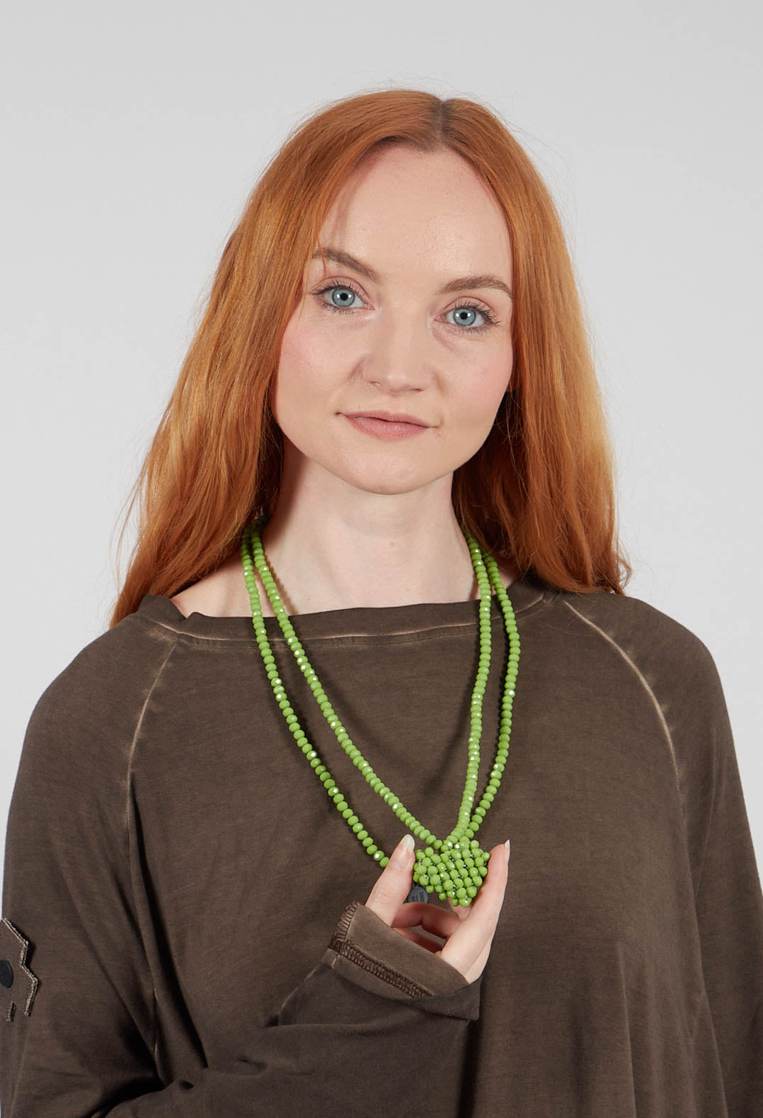Across Long Heart Necklace in Pistachio