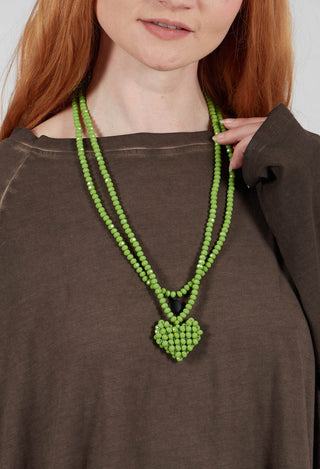 Across Long Heart Necklace in Pistachio