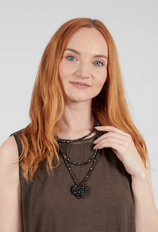 Across Extra Long Heart Necklace in Chocolate