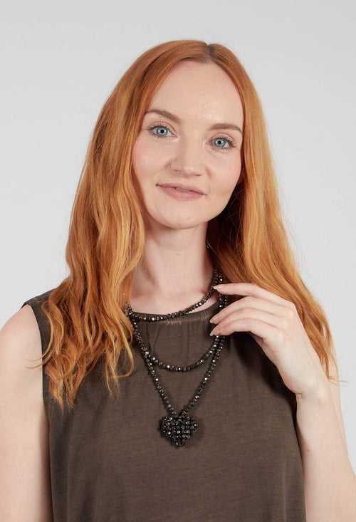 Across Extra Long Heart Necklace in Chocolate