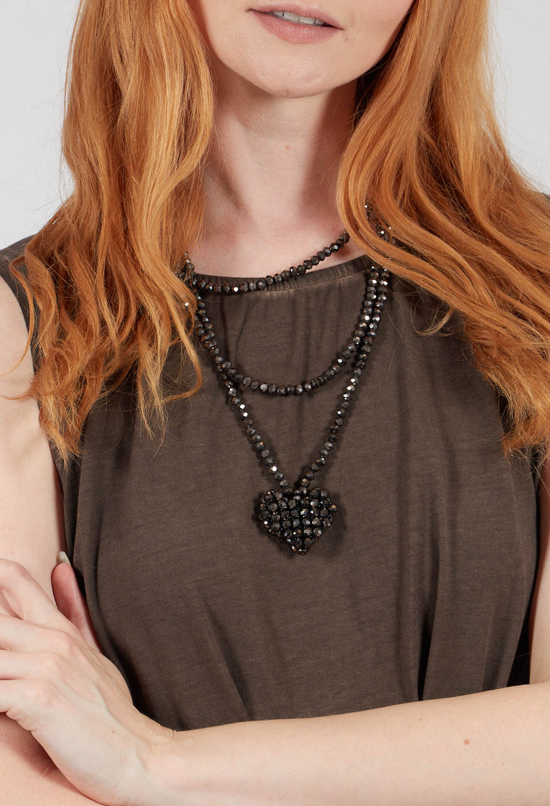 Across Extra Long Heart Necklace in Chocolate