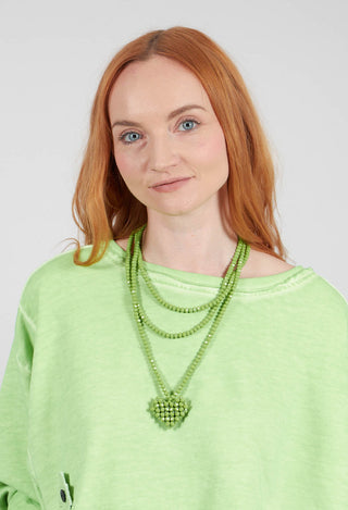 Across Extra Long Heart Necklace in Pistachio