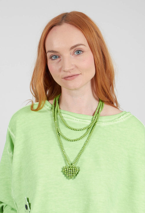 Across Extra Long Heart Necklace in Pistachio