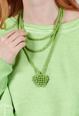 Across Extra Long Heart Necklace in Pistachio