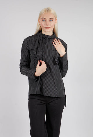 Fugo Blouse in Black with White Stripes