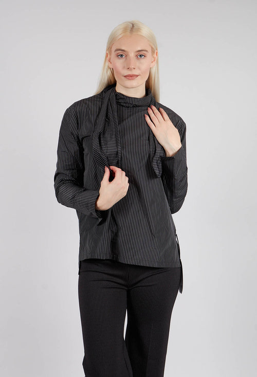 Fugo Blouse in Black with White Stripes