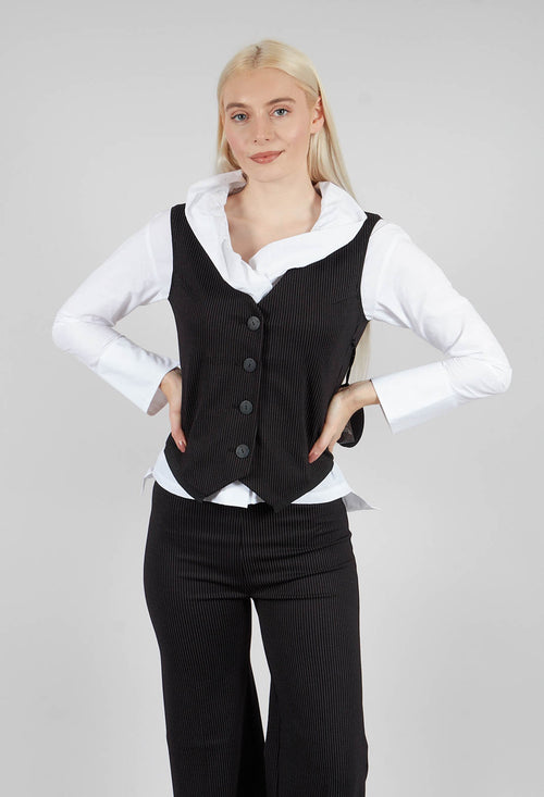 Inki Waistcoat in Black with White Stripes