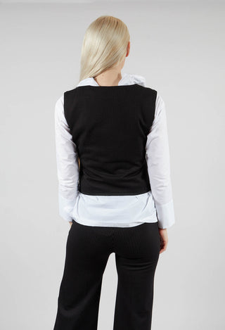 Inki Waistcoat in Black with White Stripes