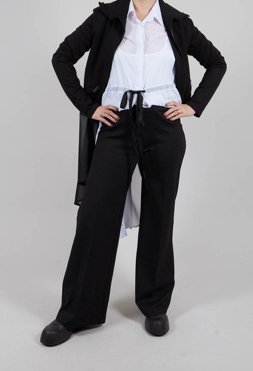 Hrvi Trousers in Black with White Stripes