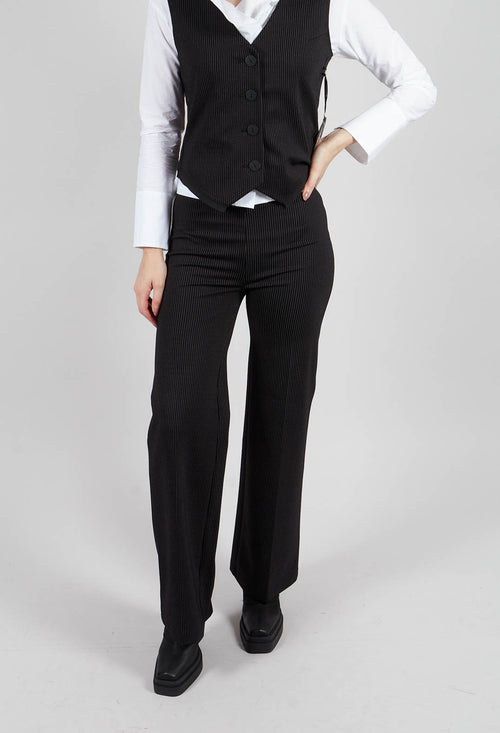 Hrvi Trousers in Black with White Stripes