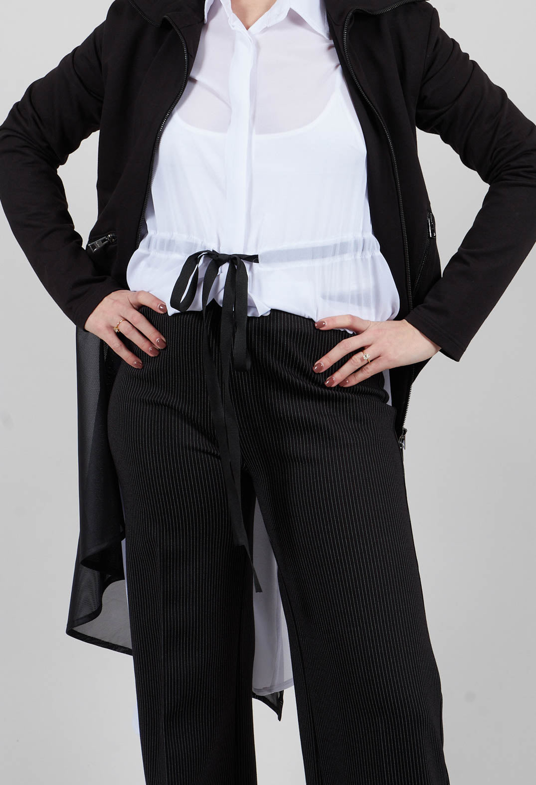 Hrvi Trousers in Black with White Stripes