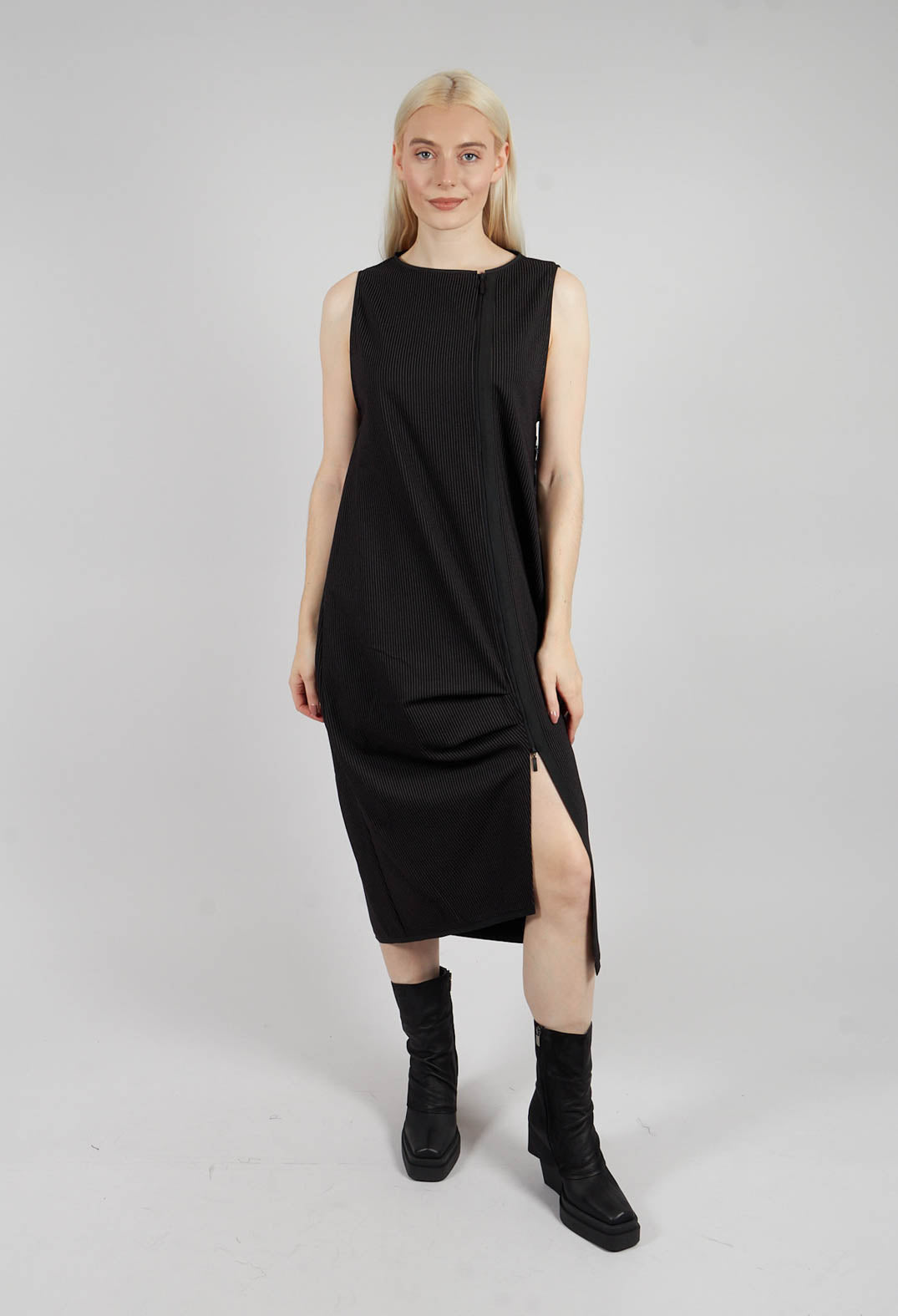 Prim Dress in Black with White Stripes