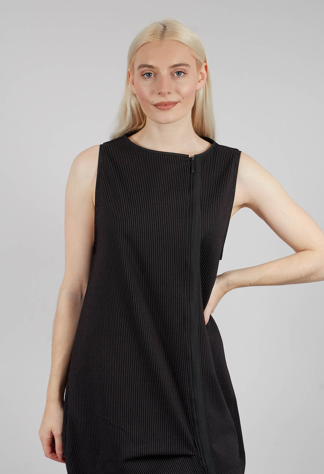 Prim Dress in Black with White Stripes