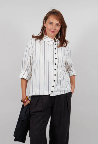 Asymmetric Shirt in Off White Stripe