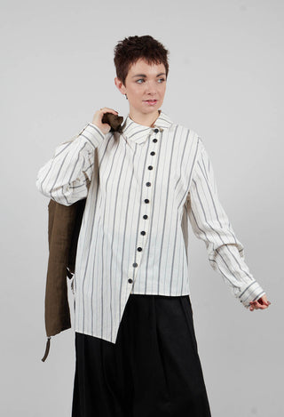 Asymmetric Shirt in Off White Stripe