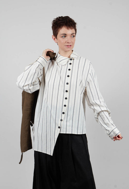 Asymmetric Shirt in Off White Stripe