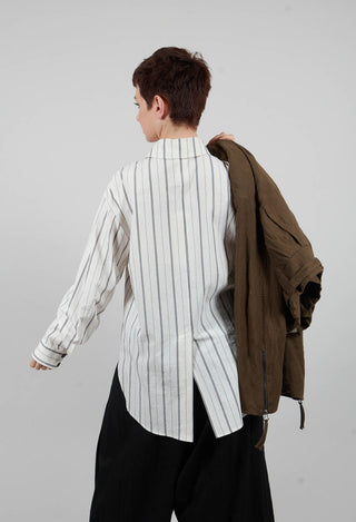 Asymmetric Shirt in Off White Stripe