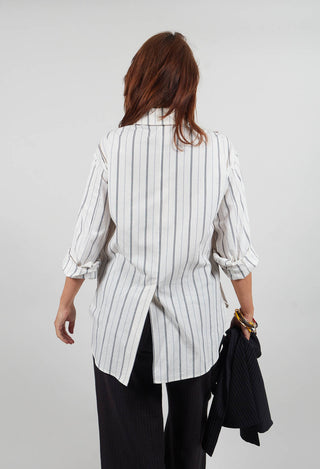 Asymmetric Shirt in Off White Stripe