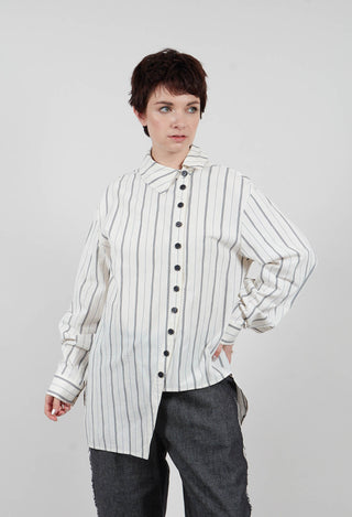 Asymmetric Shirt in Off White Stripe