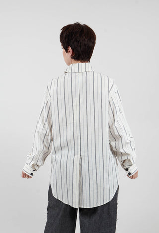 Asymmetric Shirt in Off White Stripe