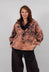 Deep Collared Jacket in Brown Print