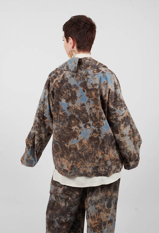 Deep Collared Jacket in Navy Print