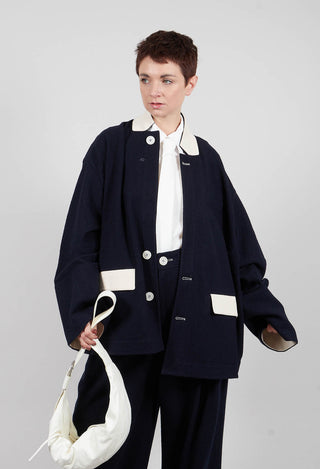 Contrast Trim Jacket in Navy