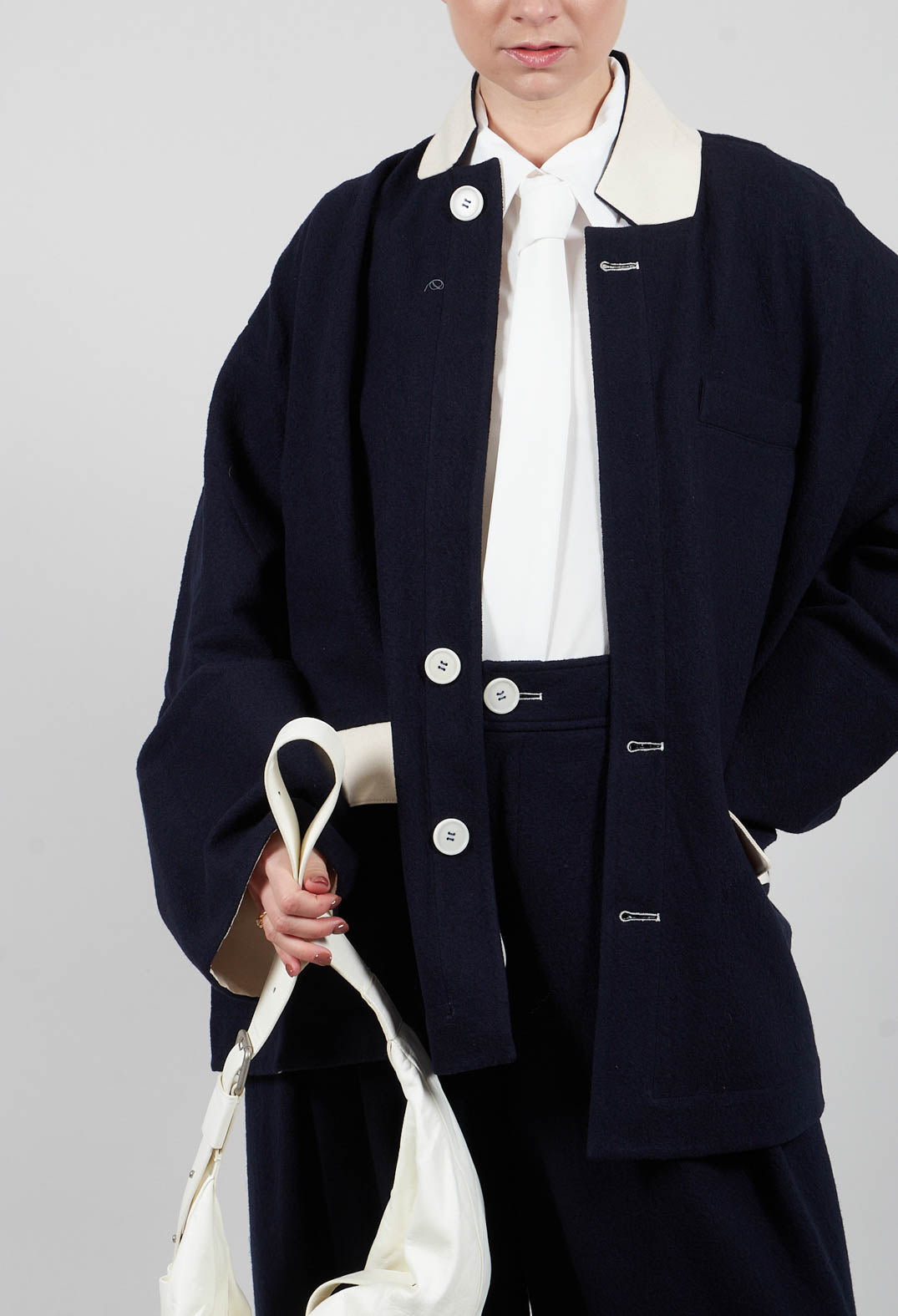 Contrast Trim Jacket in Navy