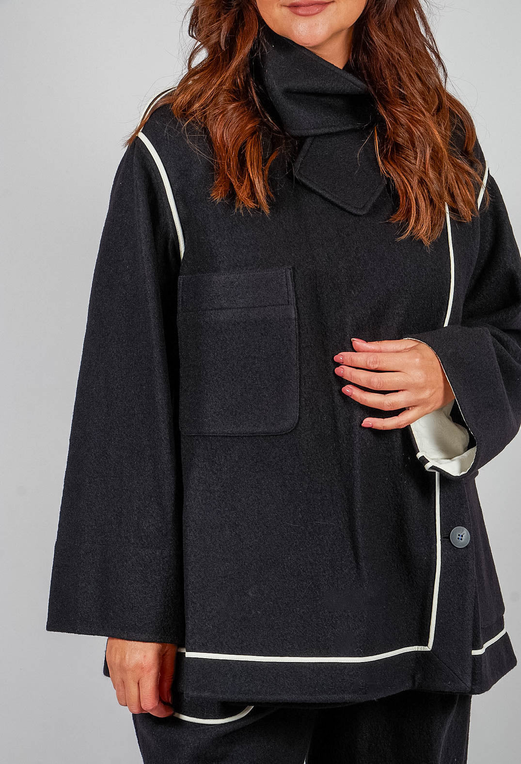 Funnel Neck Jacket in Black