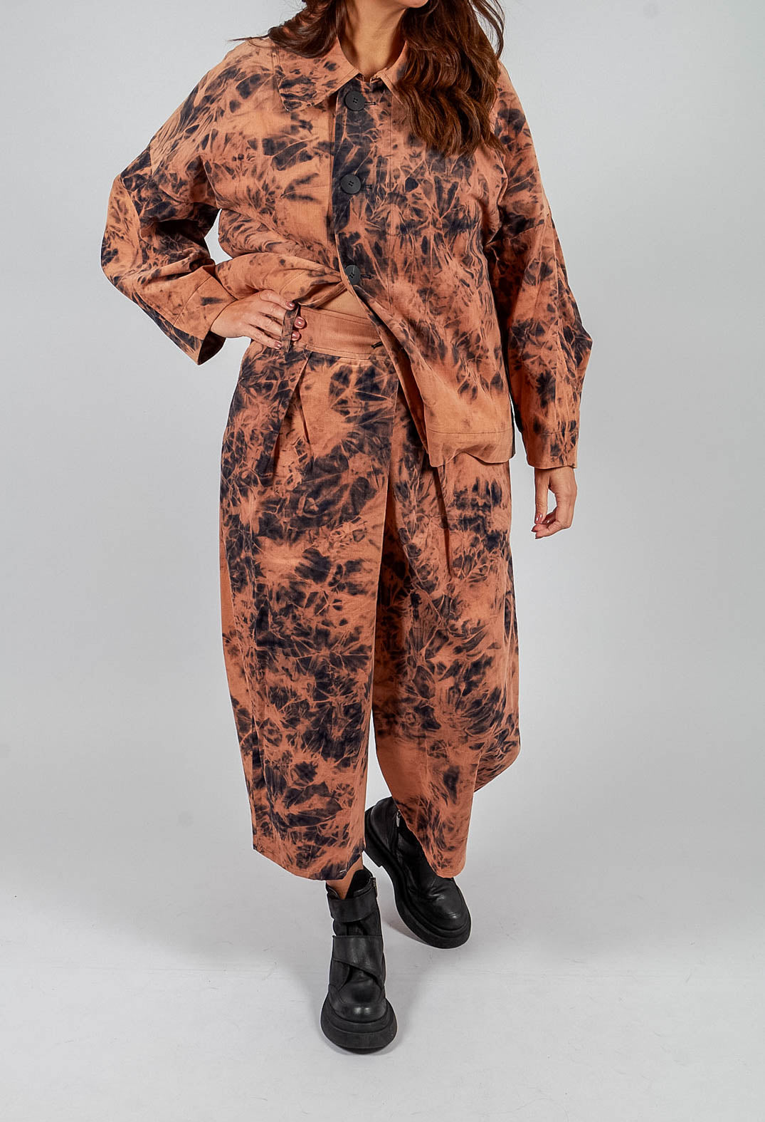 Wide Leg Trouser in Brown Print