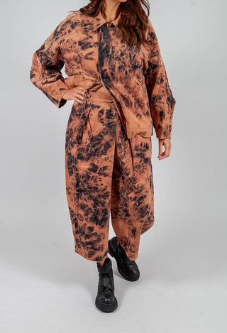 Wide Leg Trouser in Brown Print