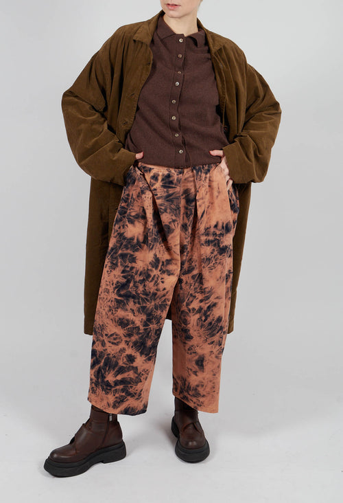 Wide Leg Trouser in Brown Print